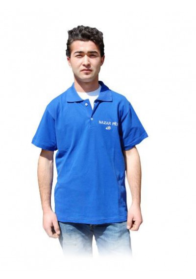 T-Shirt (İşlemeli Lakos Kumaş) Mavi (10 Adet)